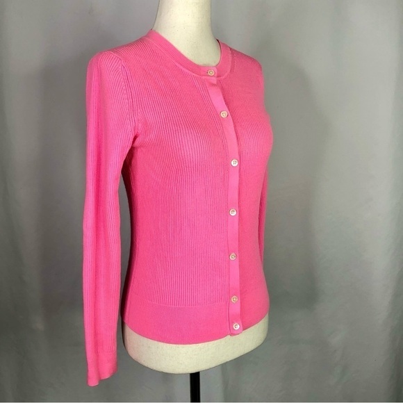 Banana Republic merino wool lightweight cardigan retro classic barbie pink S - Picture 8 of 8